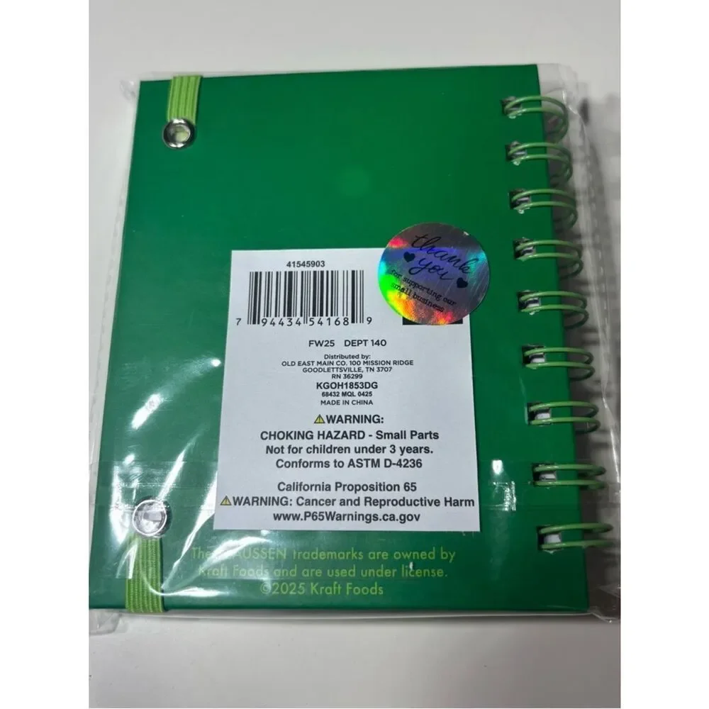 New Claussen Green Polka Dot Notebook with Charms